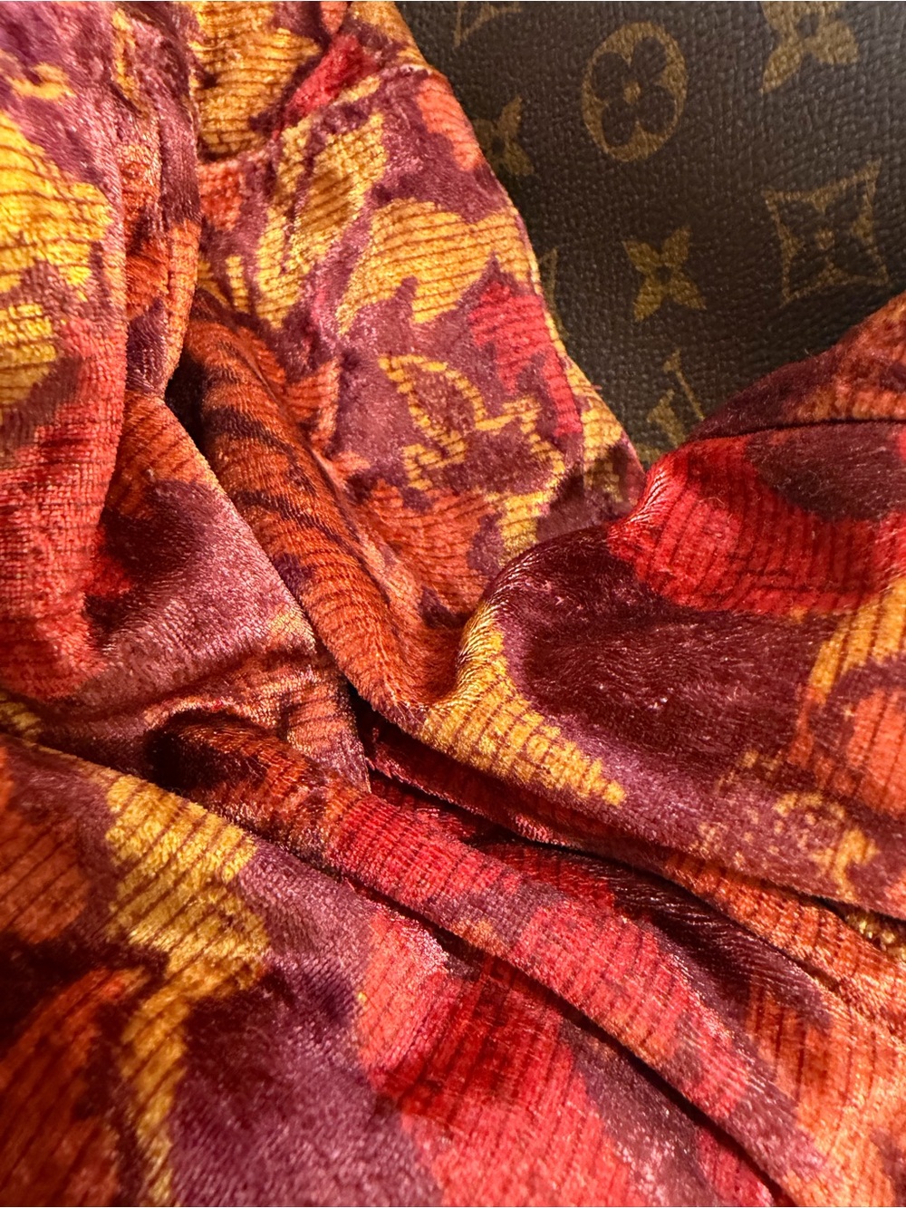 Free People Burgundy, Orange & Gold Paisley Flare Pants - Picture 3 of 4